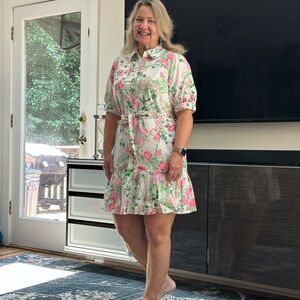 Lilly Pulitzer Pink and Green Floral Blouse